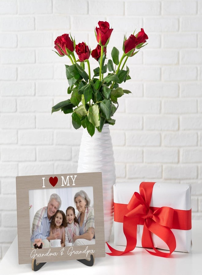 Zmyollo Grandparents Picture Frame, I Love My Grandma & Grandpa - Wooden Tabletop Photo Frame With Stand, Gifts for Grandparents from Granddaughter Grandson, Birthday Gifts For Grandma Grandpa, B07 - Image 5